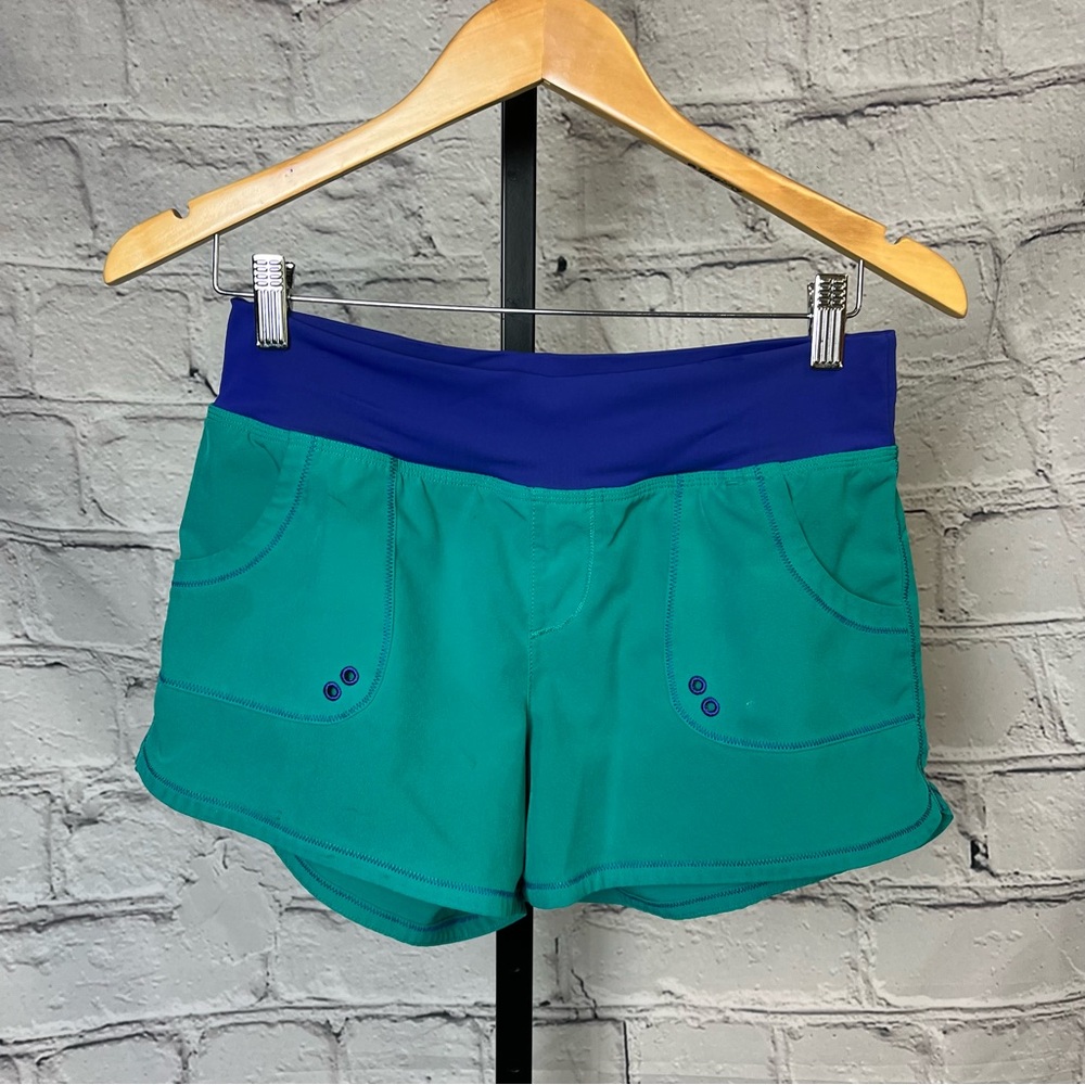 prAna Teal and Blue Athletic Yoga Workout Shorts